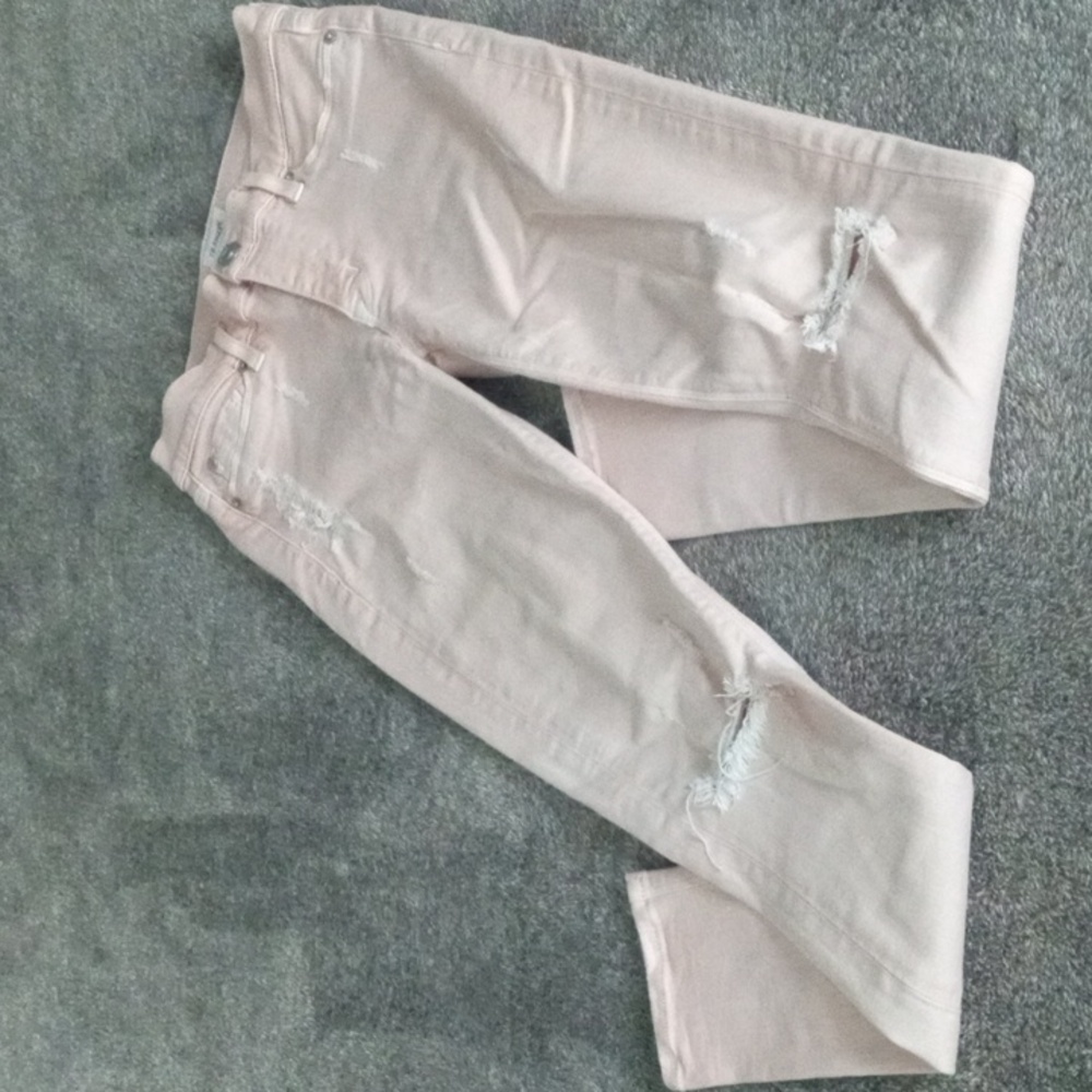 Hudson Nico mid rise super skinny jeans light pink peach